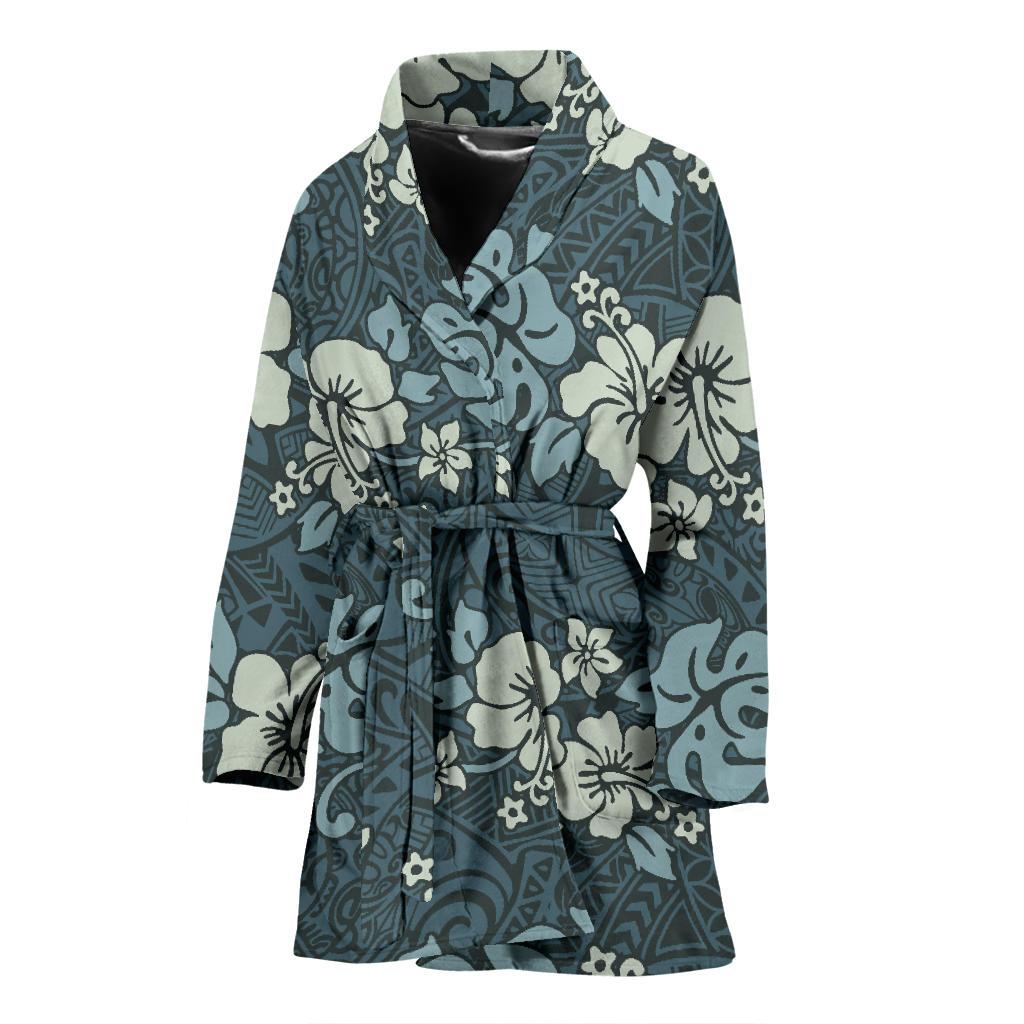 Flower Hawaiian Hibiscus Style Print Pattern Women Bath Robe-JTAMIGO.COM