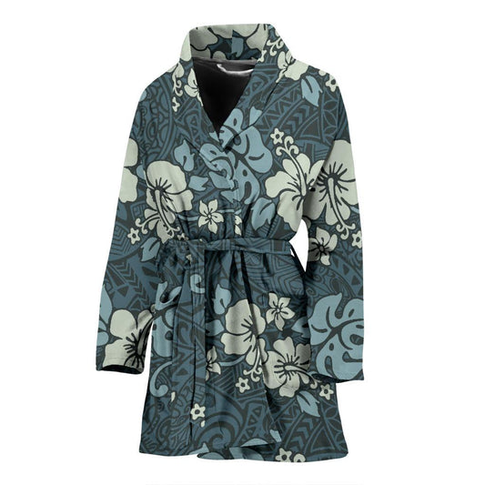 Flower Hawaiian Hibiscus Style Print Pattern Women Bath Robe-JTAMIGO.COM
