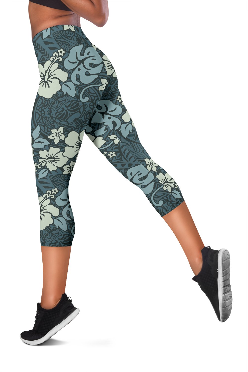 Flower Hawaiian Hibiscus Style Print Pattern Women Capris