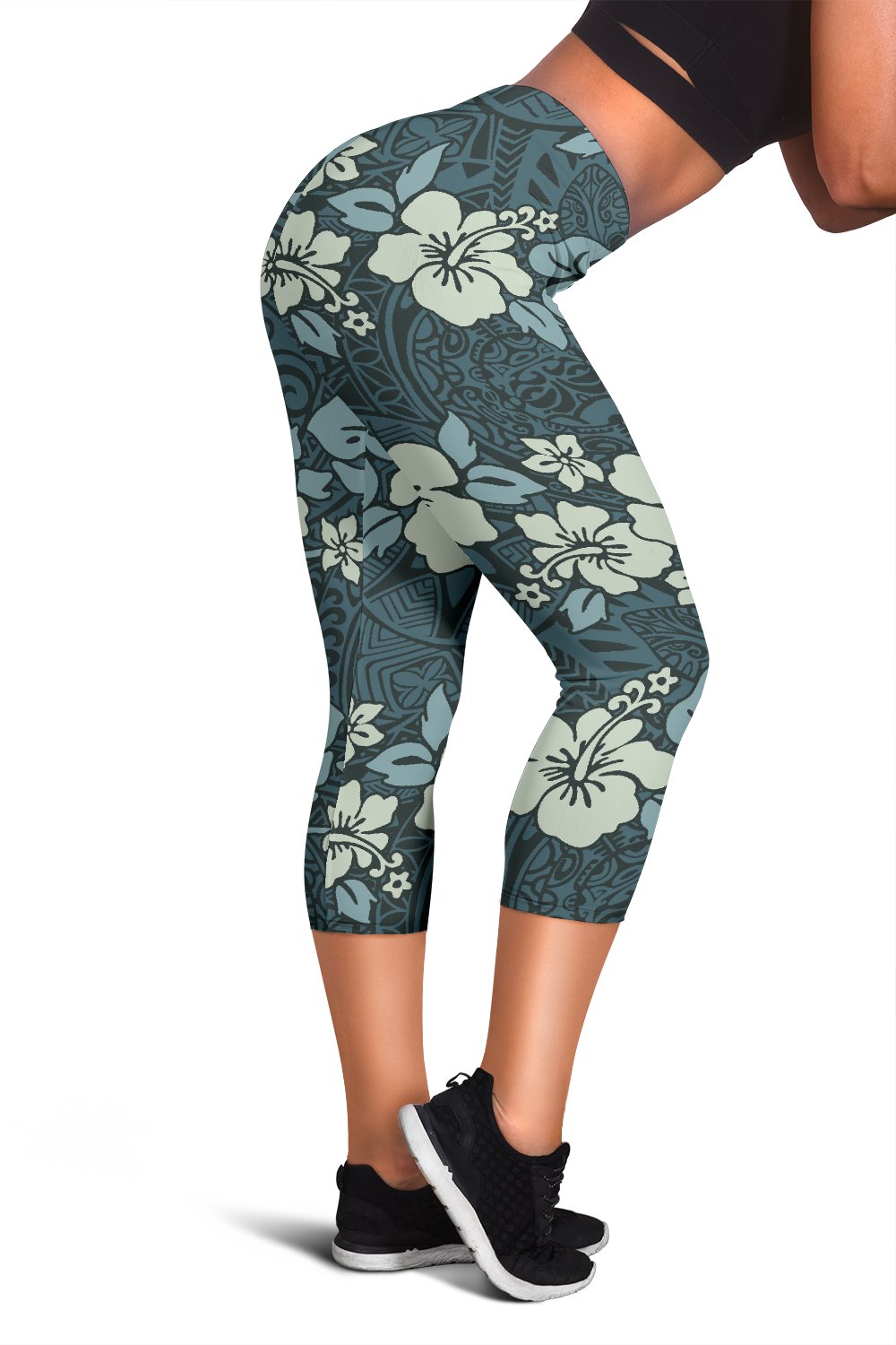 Flower Hawaiian Hibiscus Style Print Pattern Women Capris
