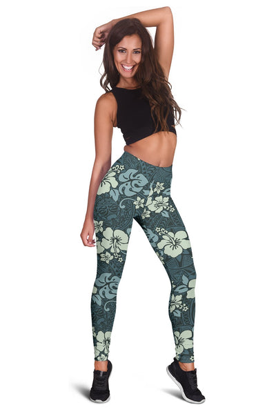 Flower Hawaiian Hibiscus Style Print Pattern Women Leggings