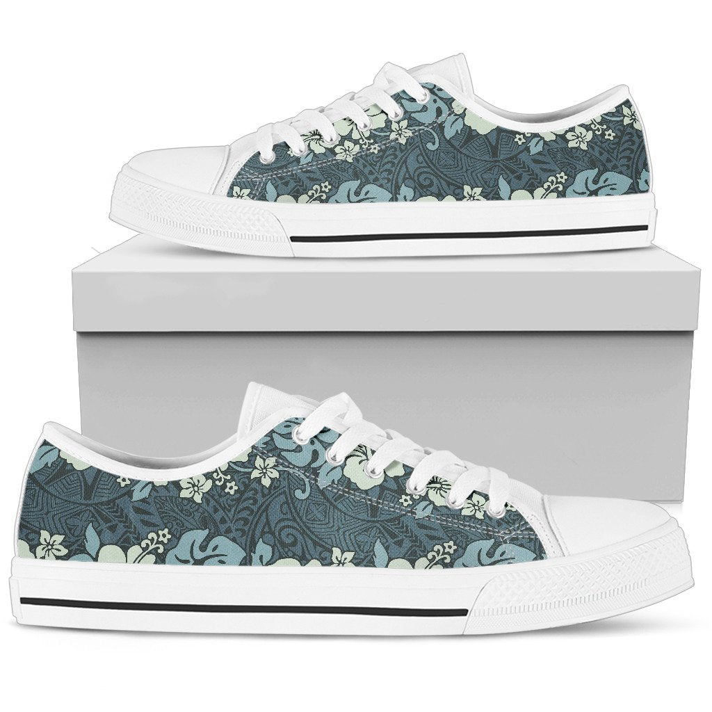Flower Hawaiian Hibiscus Style Print Pattern Women Low Top Shoes