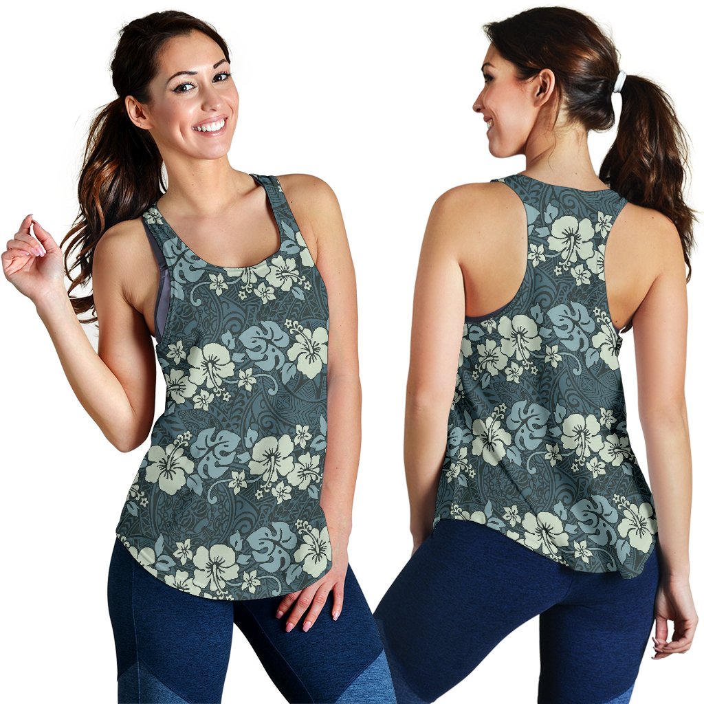 Flower Hawaiian Hibiscus Style Print Pattern Women Racerback Tank Top