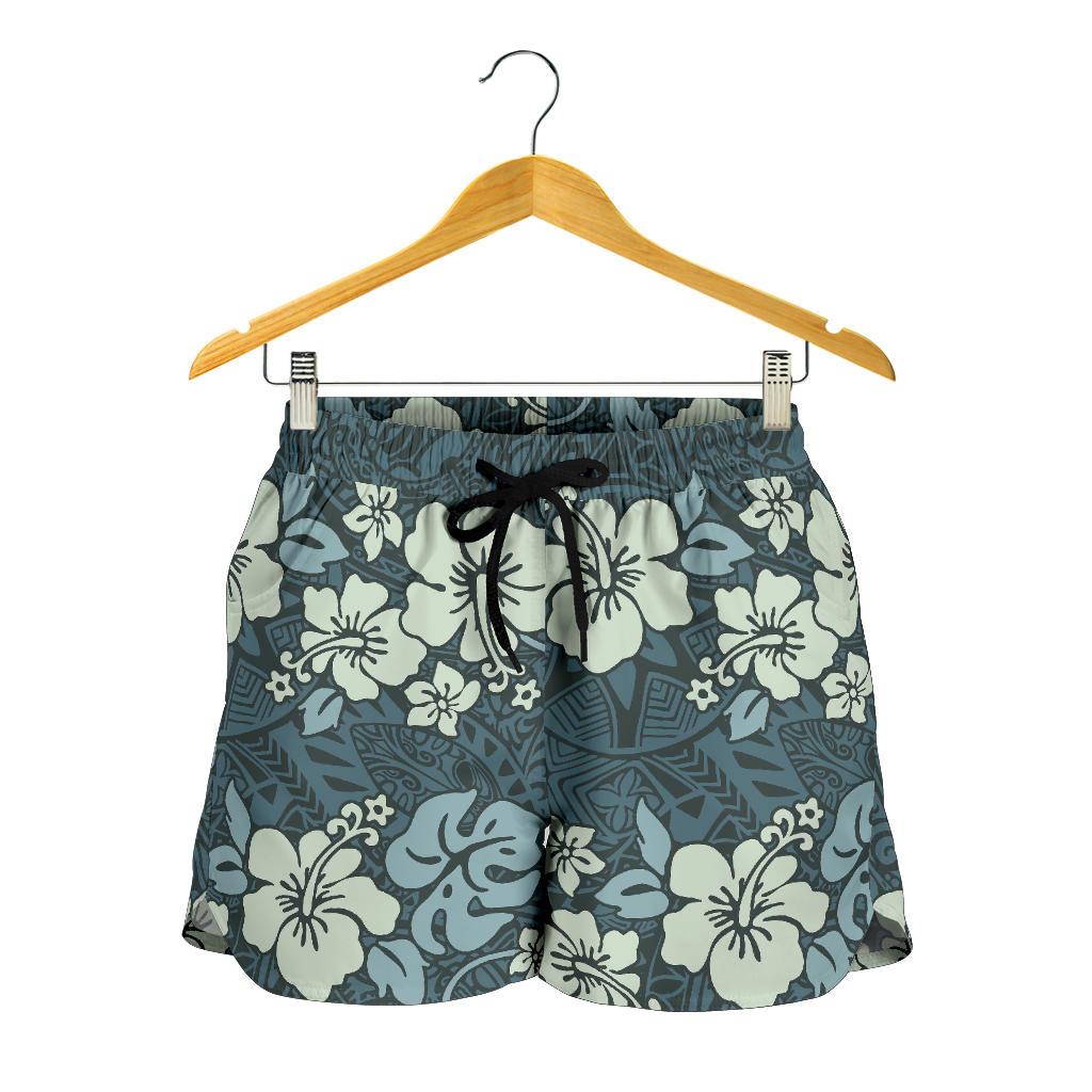 Flower Hawaiian Hibiscus Style Print Pattern Women Shorts-JTAMIGO.COM
