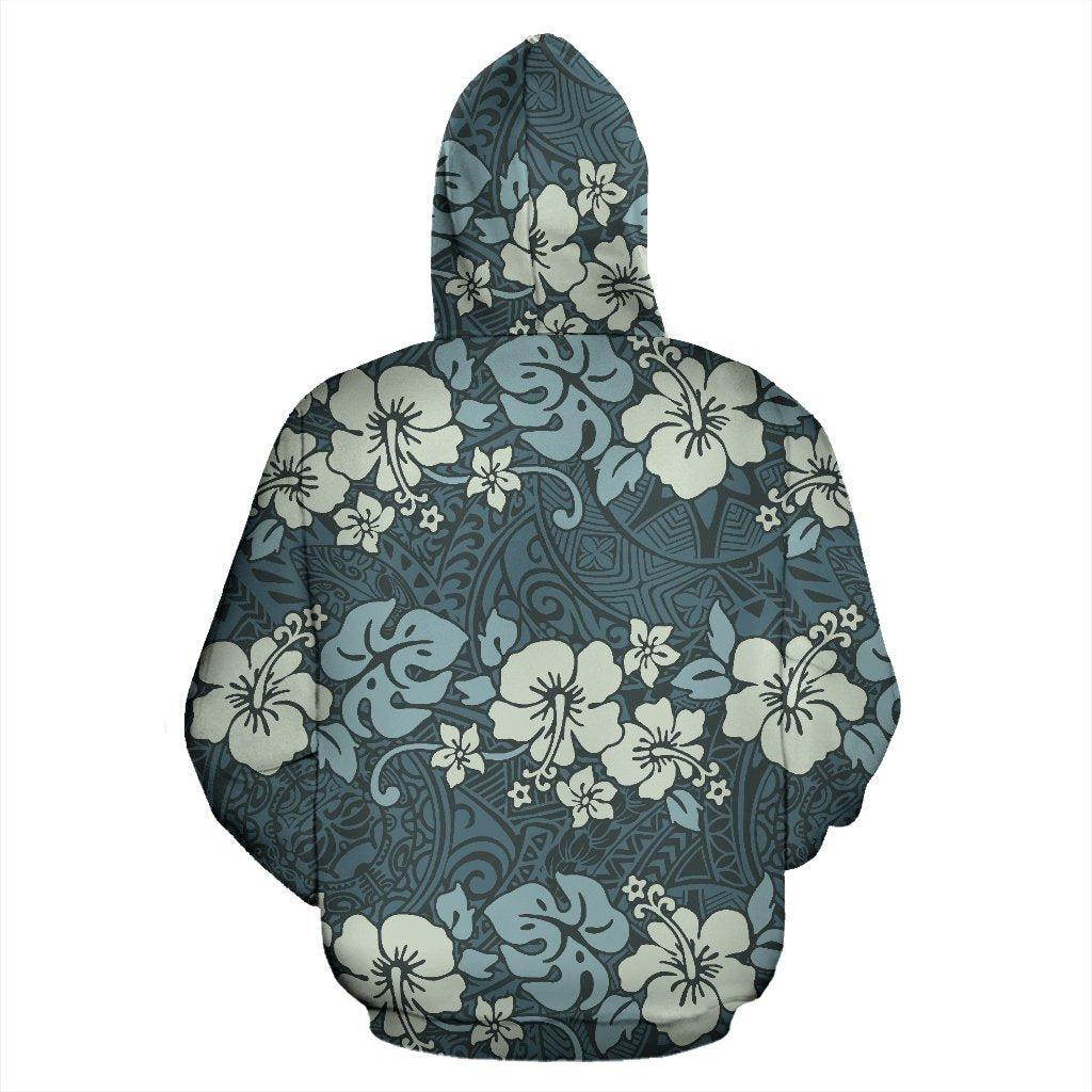 Flower Hawaiian Hibiscus Style Print Pattern Zip Up Hoodie