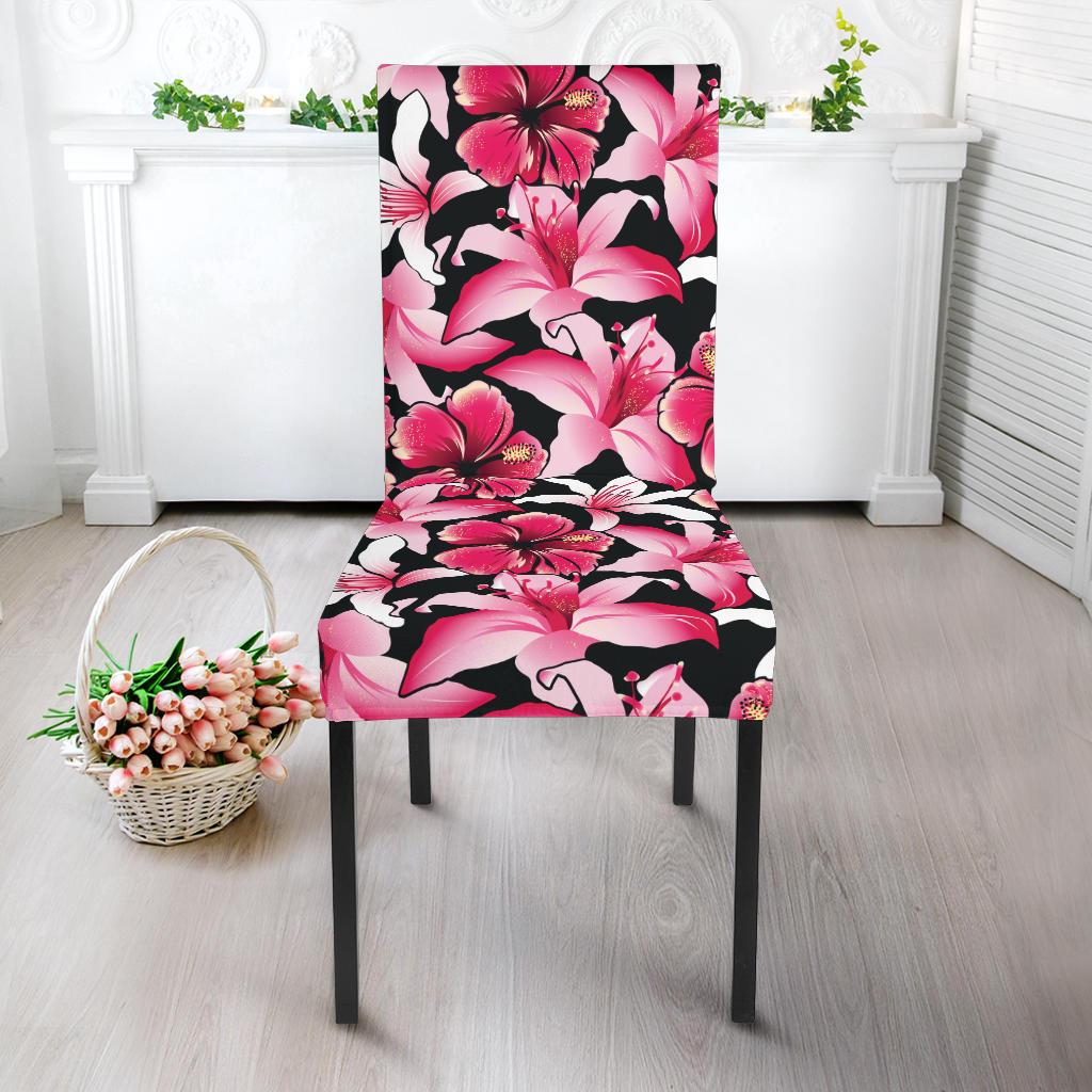 Flower Hawaiian Pink Red Hibiscus Print Dinning Chair Slipper-JTAMIGO.COM