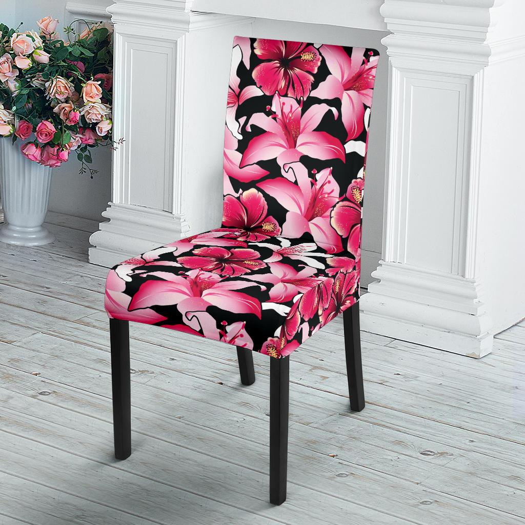 Flower Hawaiian Pink Red Hibiscus Print Dinning Chair Slipper-JTAMIGO.COM