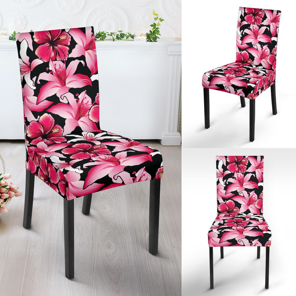 Flower Hawaiian Pink Red Hibiscus Print Dinning Chair Slipper-JTAMIGO.COM