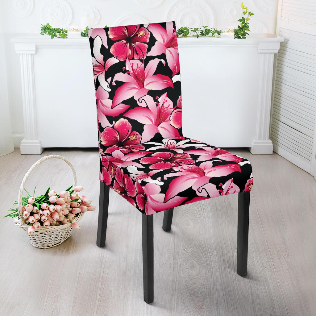 Flower Hawaiian Pink Red Hibiscus Print Dinning Chair Slipper-JTAMIGO.COM
