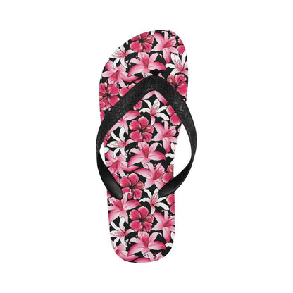 Flower Hawaiian Pink Red Hibiscus Print Flip Flops-JTAMIGO.COM
