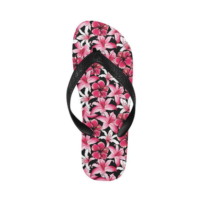 Flower Hawaiian Pink Red Hibiscus Print Flip Flops-JTAMIGO.COM