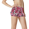 Flower Hawaiian Pink Red Hibiscus Print High Waisted Spandex Shorts-JTAMIGO.COM