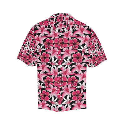 Flower Hawaiian Pink Red Hibiscus Print Men Aloha Hawaiian Shirt