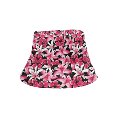 Flower Hawaiian Pink Red Hibiscus Print Unisex Bucket Hat