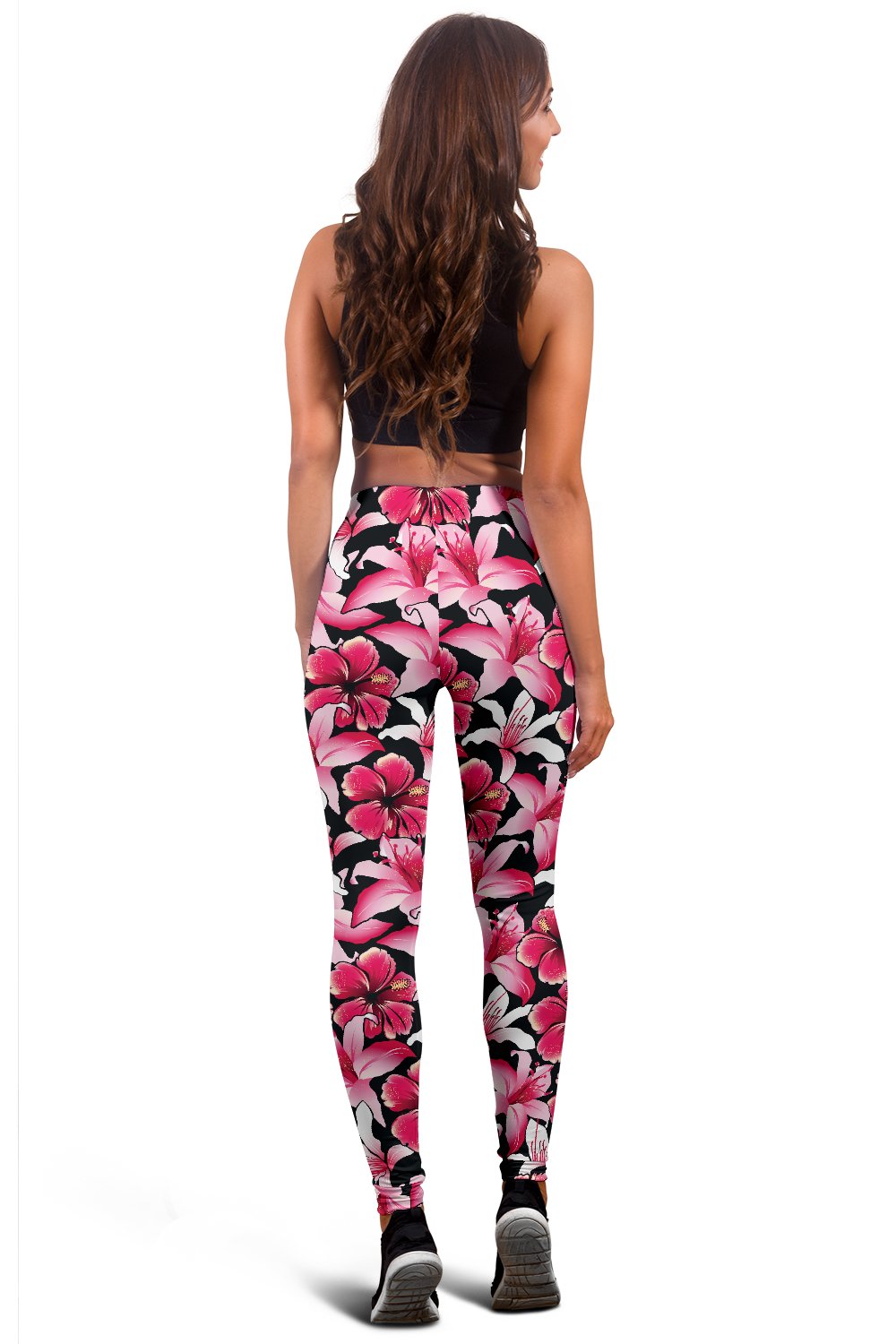 Flower Hawaiian Pink Red Hibiscus Print Women Leggings