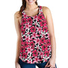 Flower Hawaiian Pink Red Hibiscus Print Women Racerback Tank Top