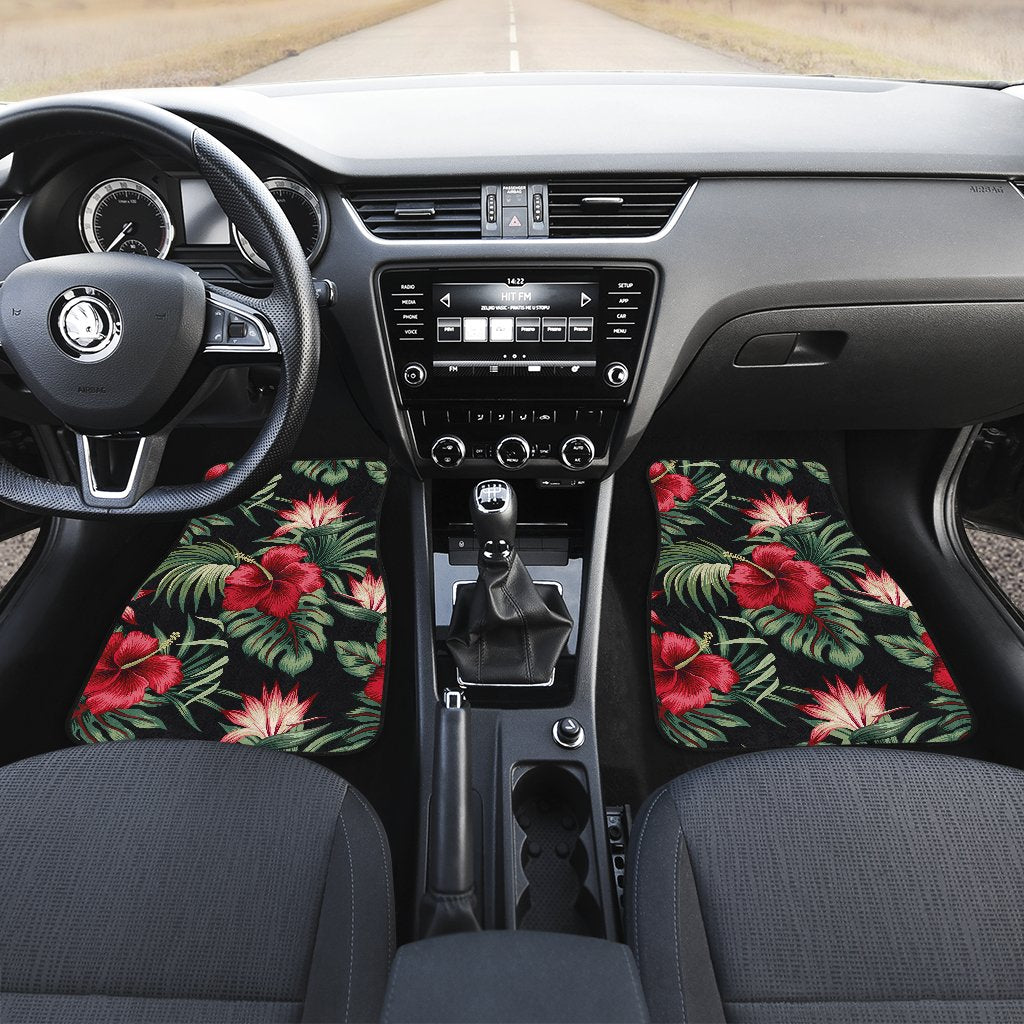 Flower Hawaiian Red Hibiscus Design Print Car Floor Mats