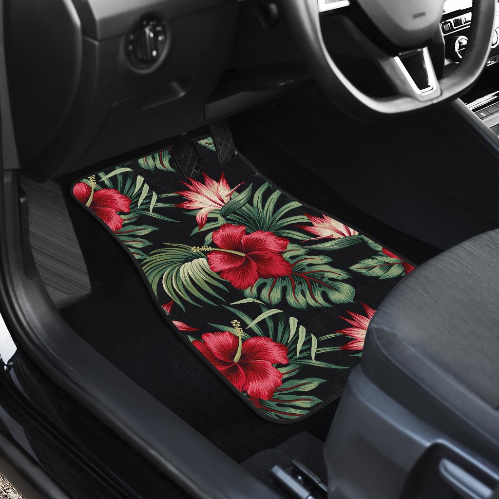 Flower Hawaiian Red Hibiscus Design Print Car Floor Mats