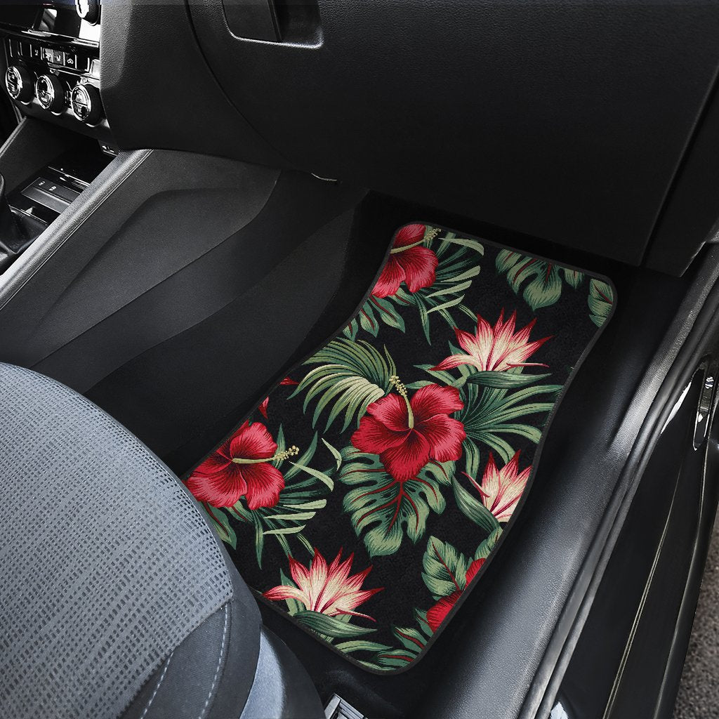 Flower Hawaiian Red Hibiscus Design Print Car Floor Mats