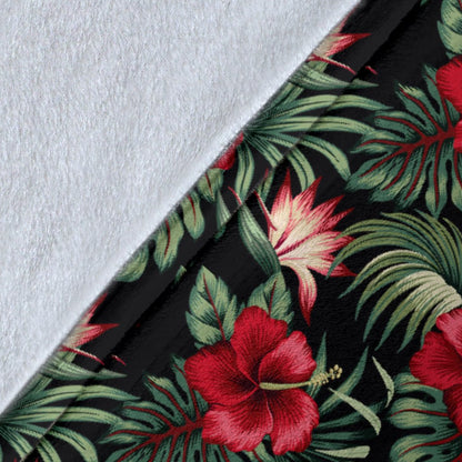 Flower Hawaiian Red Hibiscus Design Print Fleece Blanket