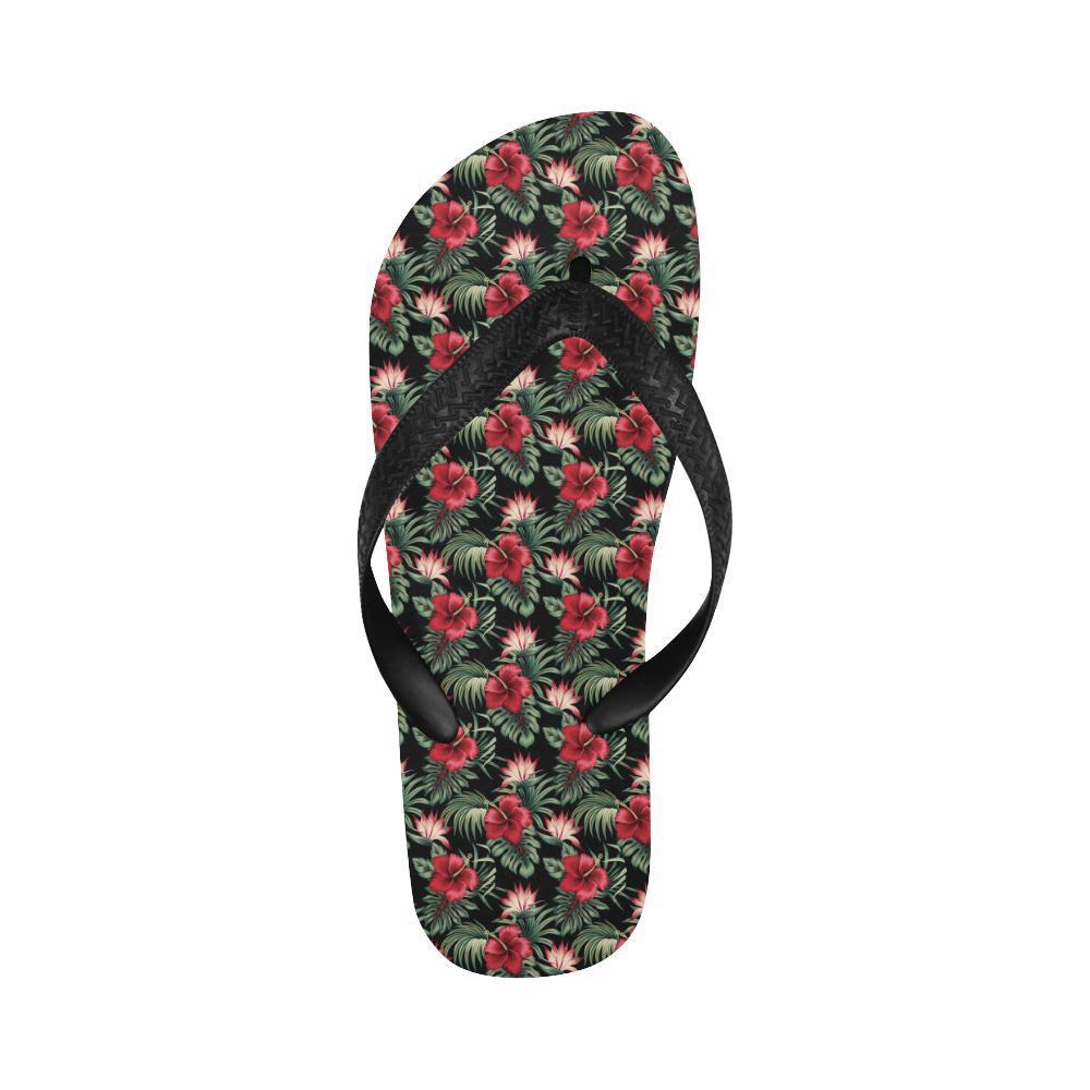 Flower Hawaiian Red Hibiscus Design Print Flip Flops-JTAMIGO.COM