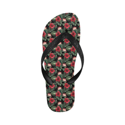 Flower Hawaiian Red Hibiscus Design Print Flip Flops-JTAMIGO.COM