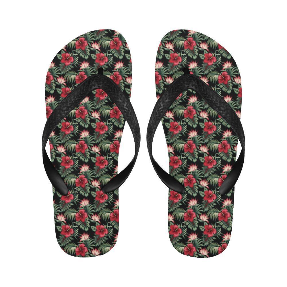 Flower Hawaiian Red Hibiscus Design Print Flip Flops-JTAMIGO.COM