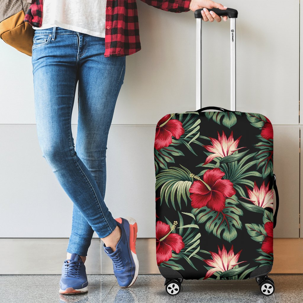 Flower Hawaiian Red Hibiscus Design Print Luggage Cover Protector