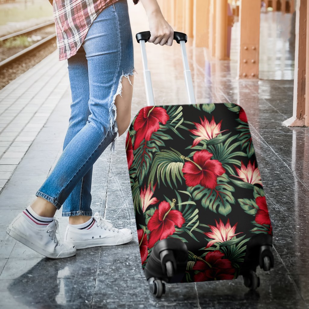 Flower Hawaiian Red Hibiscus Design Print Luggage Cover Protector