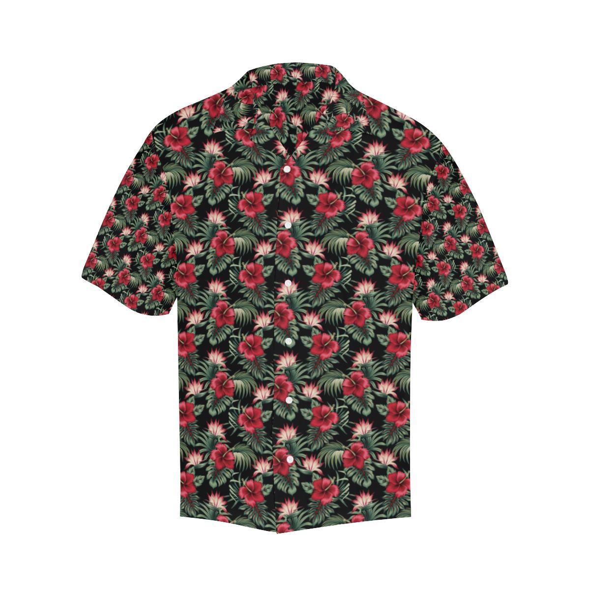 Flower Hawaiian Red Hibiscus Design Print Men Aloha Hawaiian Shirt