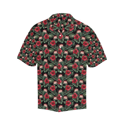 Flower Hawaiian Red Hibiscus Design Print Men Aloha Hawaiian Shirt