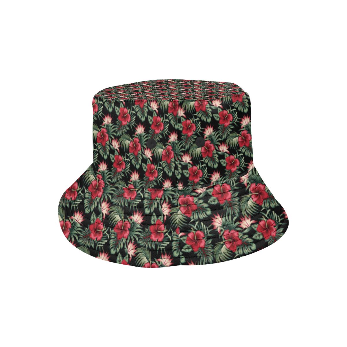 Flower Hawaiian Red Hibiscus Design Print Unisex Bucket Hat