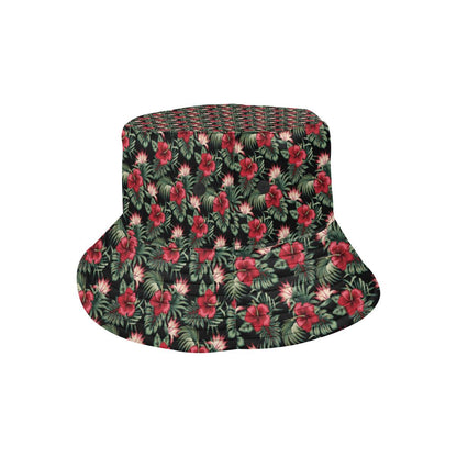 Flower Hawaiian Red Hibiscus Design Print Unisex Bucket Hat