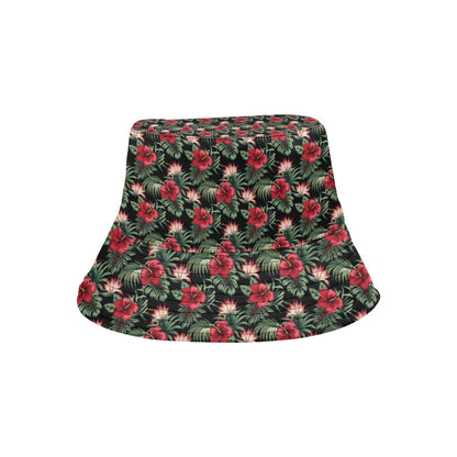 Flower Hawaiian Red Hibiscus Design Print Unisex Bucket Hat