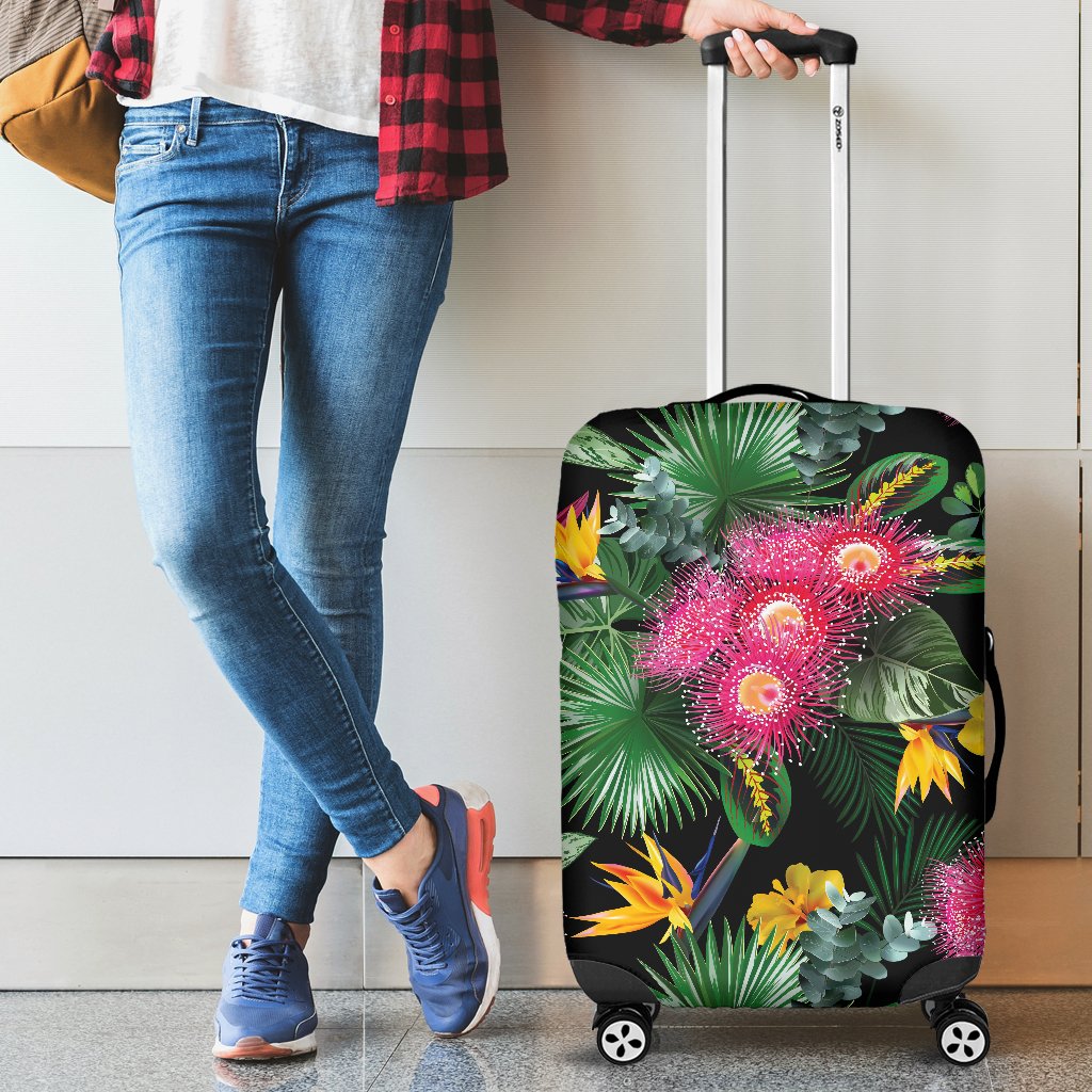Flower Hawaiian Tropical Leaves Print Pattern Luggage Cover Protector