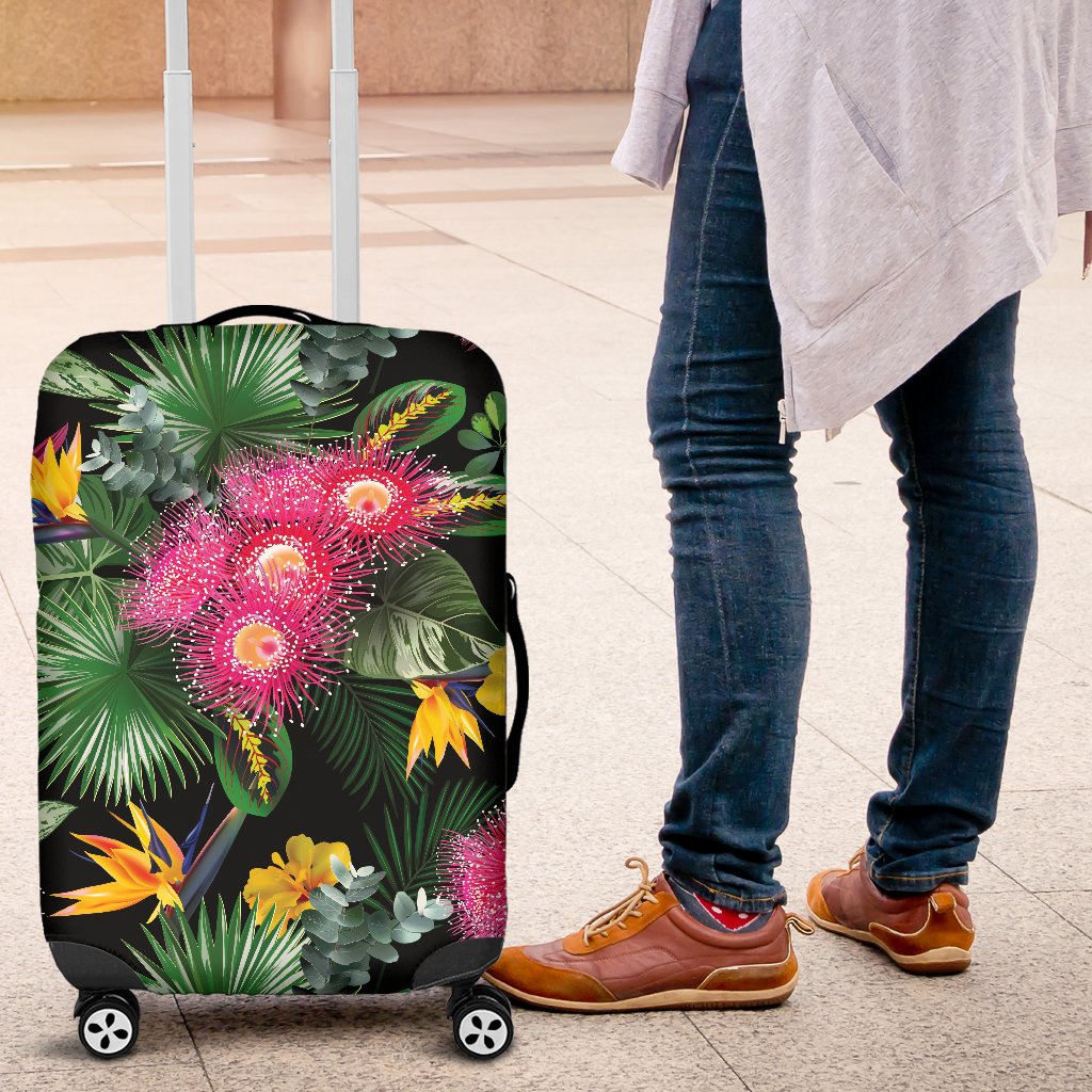 Flower Hawaiian Tropical Leaves Print Pattern Luggage Cover Protector