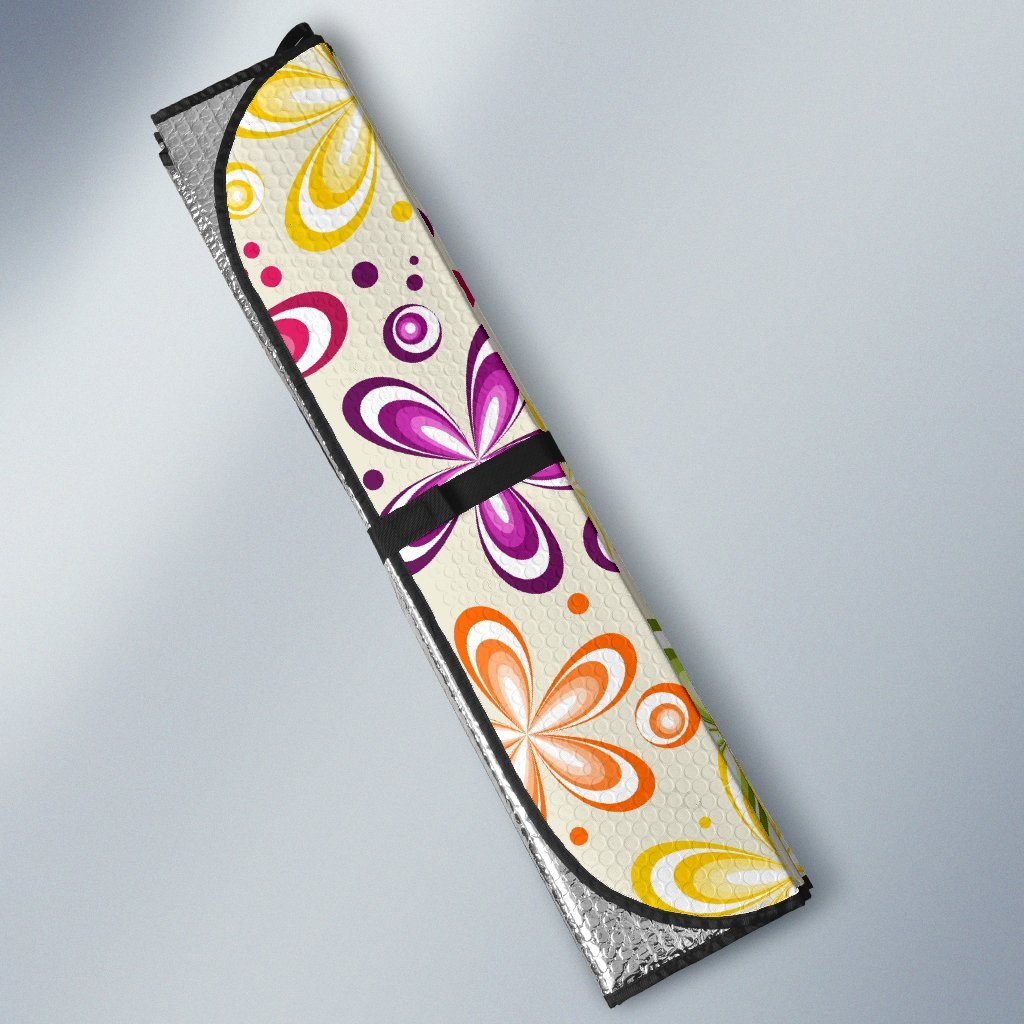 Flower Power Colorful Design Print Car Sun Shade For Windshield