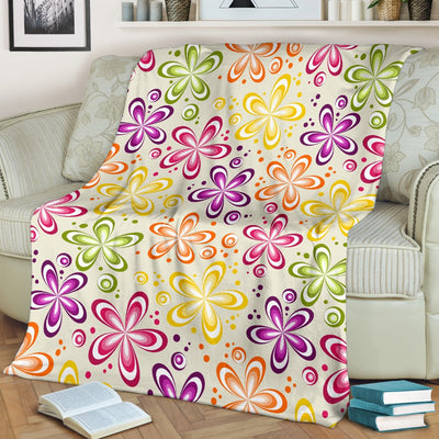 Flower Power Colorful Design Print Fleece Blanket