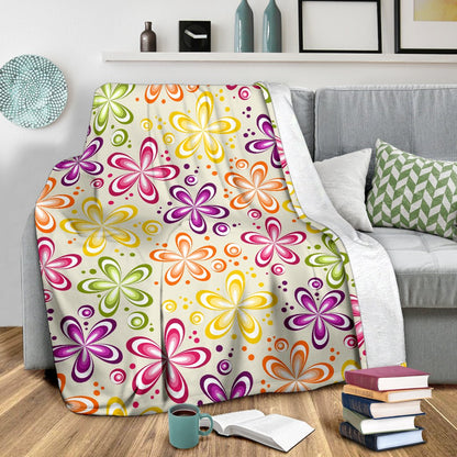 Flower Power Colorful Design Print Fleece Blanket