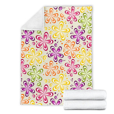 Flower Power Colorful Design Print Fleece Blanket
