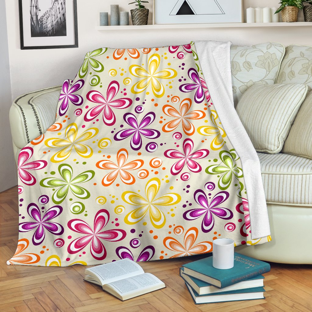 Flower Power Colorful Design Print Fleece Blanket