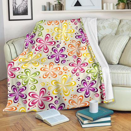 Flower Power Colorful Design Print Fleece Blanket