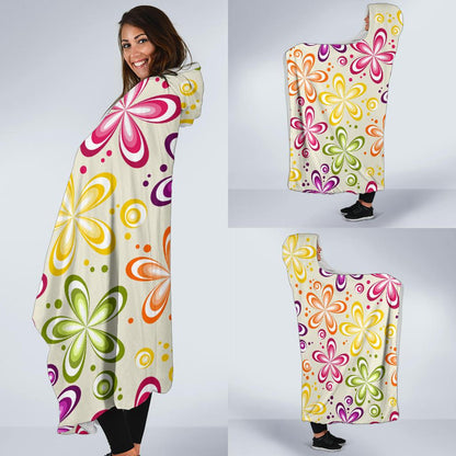 Flower Power Colorful Design Print Hooded Blanket-JTAMIGO.COM