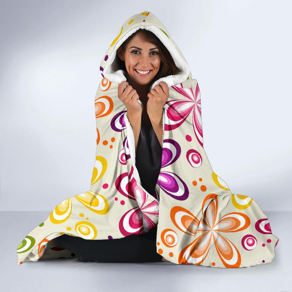 Flower Power Colorful Design Print Hooded Blanket-JTAMIGO.COM