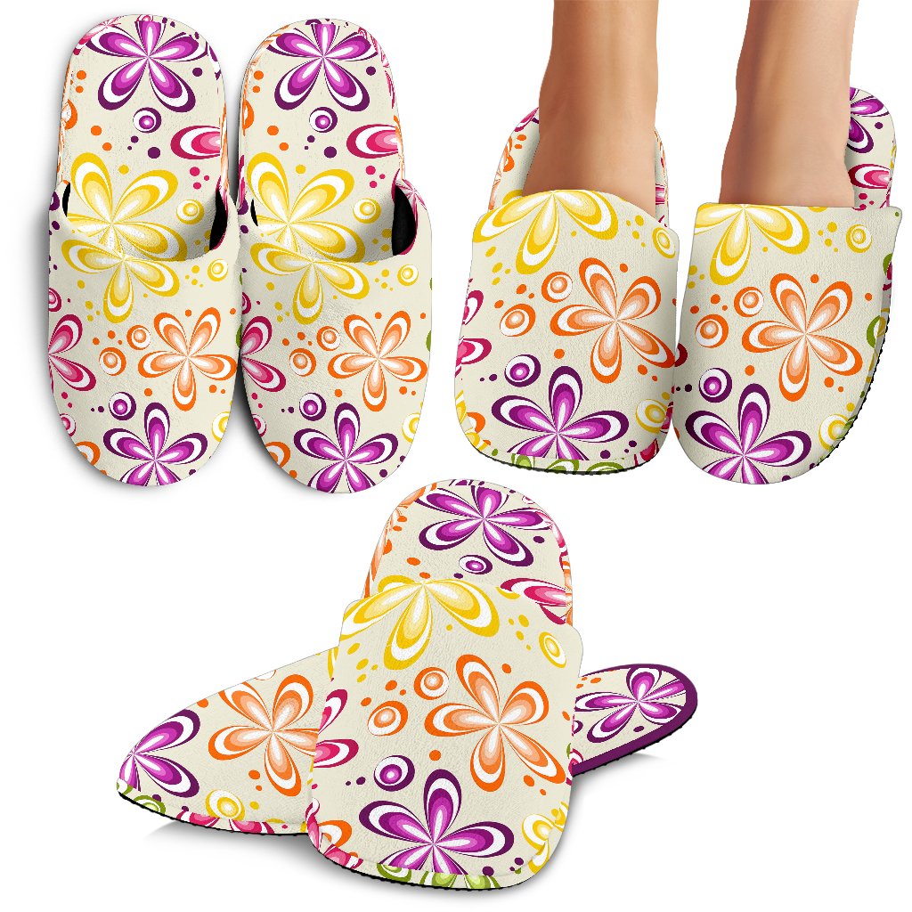 Flower Power Colorful Design Print House Slippers