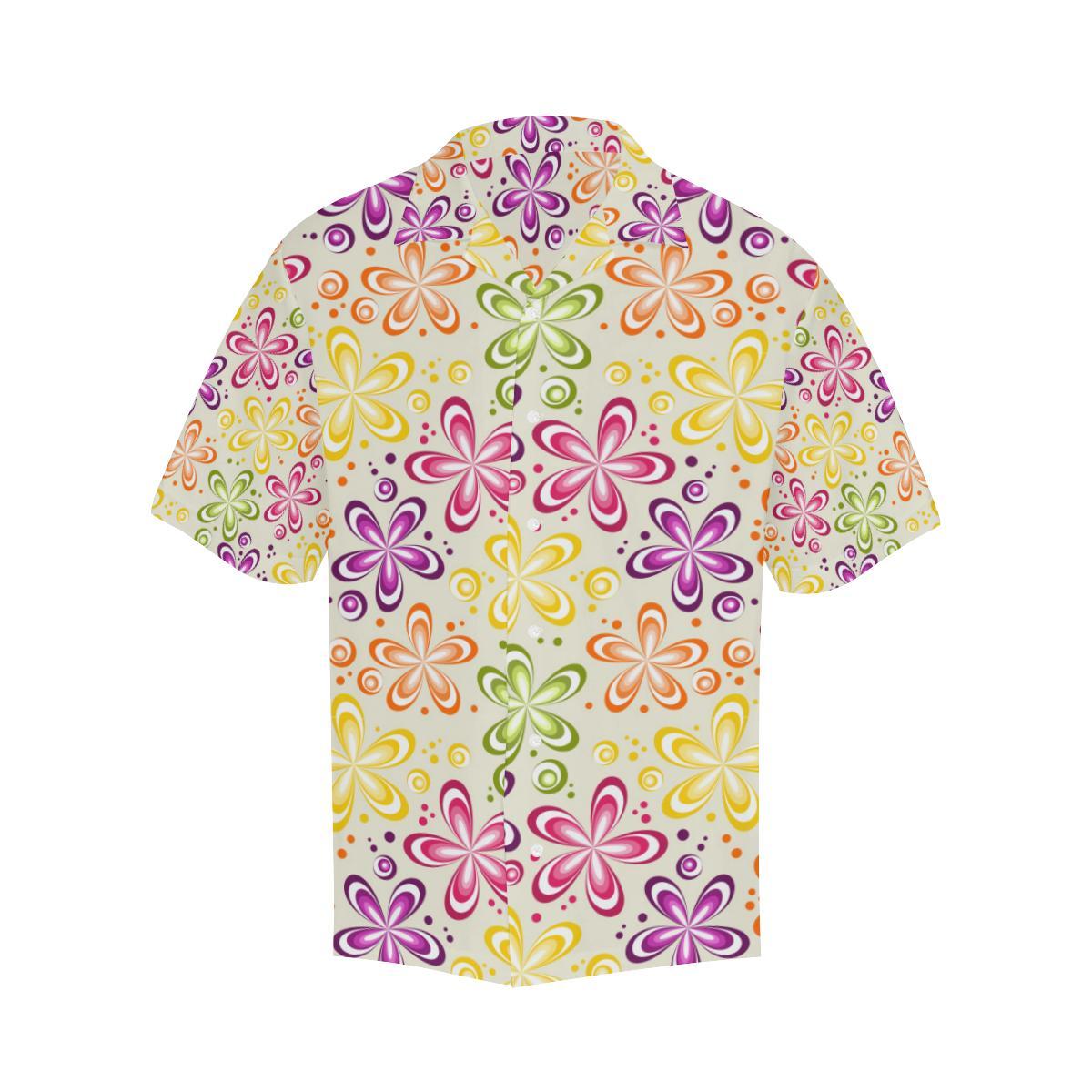 Flower Power Colorful Design Print Men Aloha Hawaiian Shirt
