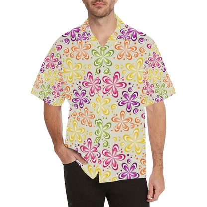 Flower Power Colorful Design Print Men Aloha Hawaiian Shirt