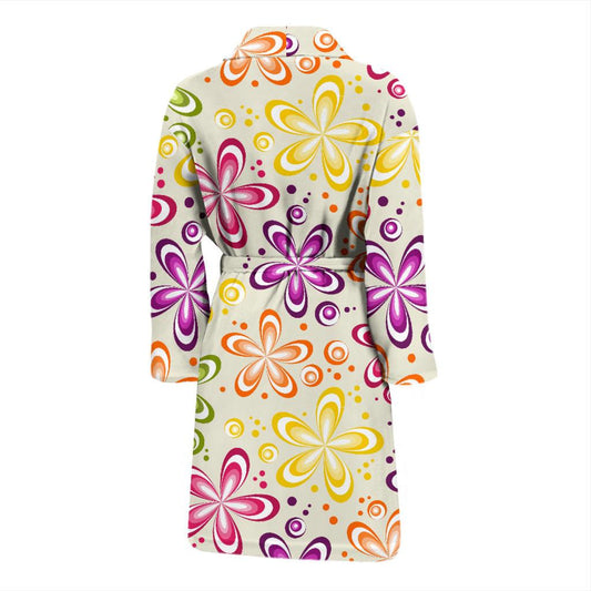 Flower Power Colorful Design Print Men Bath Robe-JTAMIGO.COM