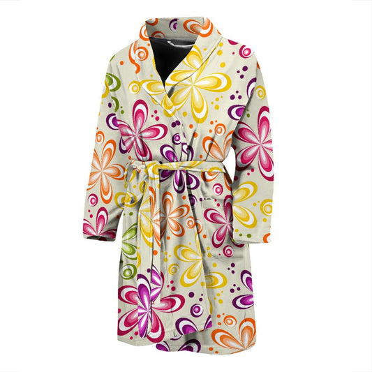 Flower Power Colorful Design Print Men Bath Robe-JTAMIGO.COM