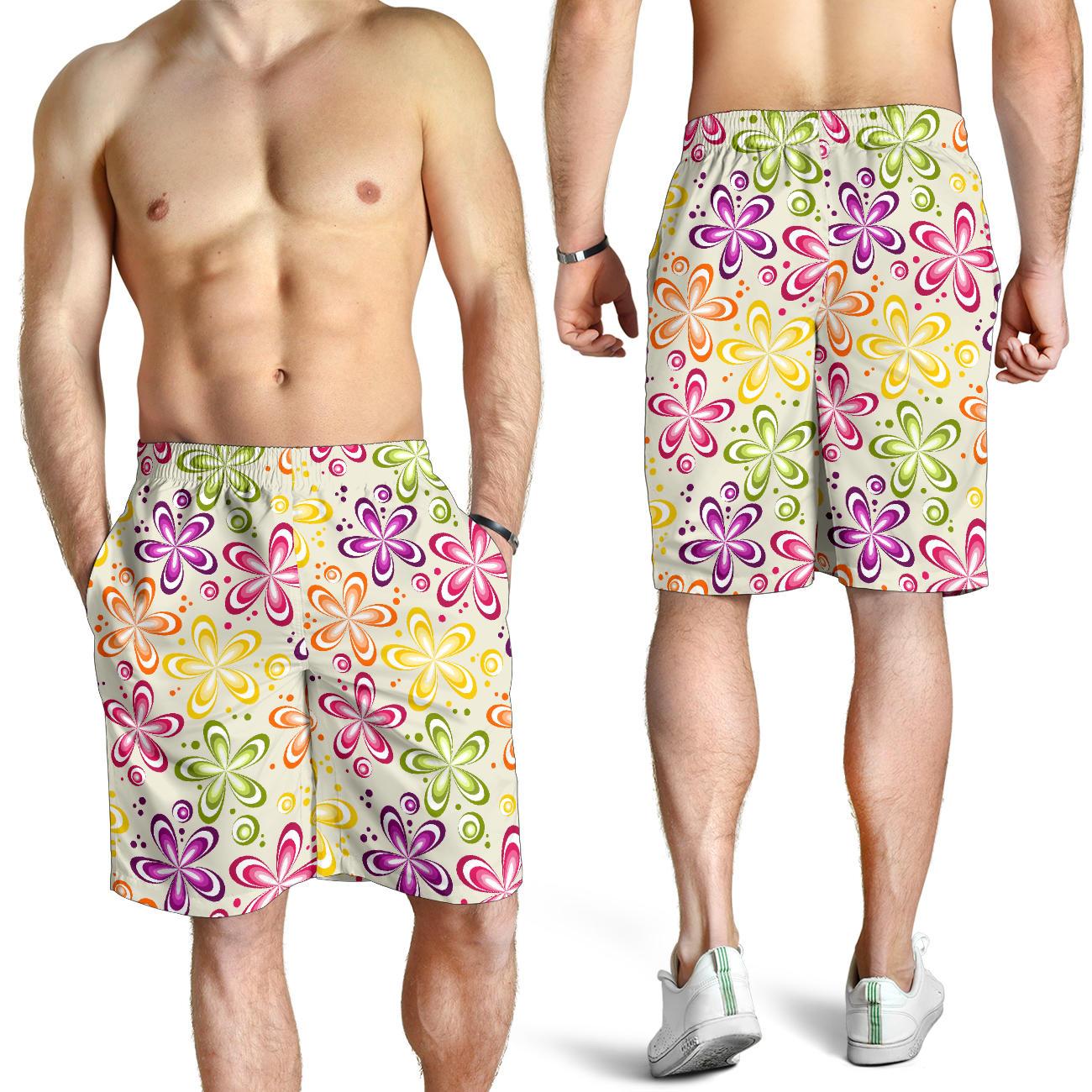 Flower Power Colorful Design Print Mens Shorts-JTAMIGO.COM